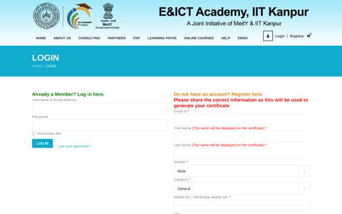 Login | ICT Academy at IITK