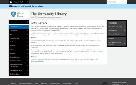 Lexis Library - Databases - The University Library - The ...