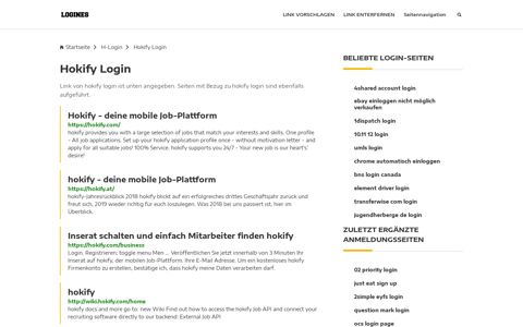 Hokify Login | Allgemeine Informationen zur Anmeldung - Logines.de