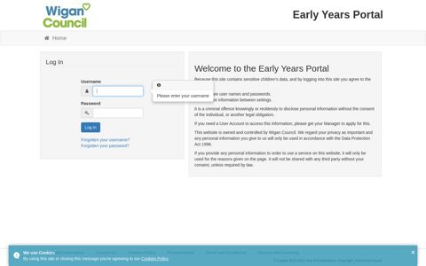 Early Years Portal - Log In