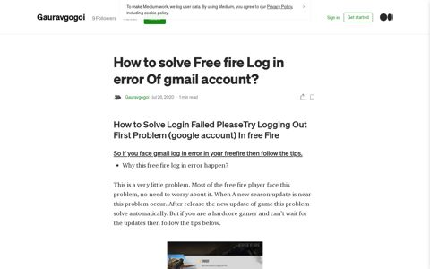 How to solve Free fire Log in error Of gmail account? | by ...