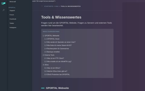 Tools & Wissenswertes zur GPORTAL Webseite & Funktionen