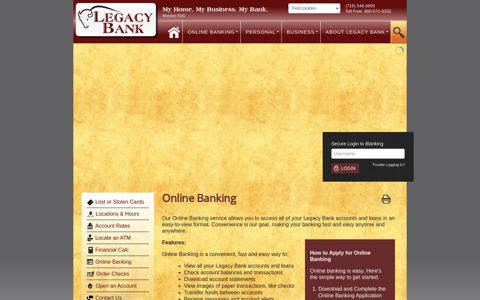Online Banking - Legacy Bank