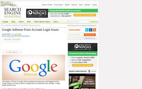 Google AdSense Publisher Were Unable To Login To Their ...