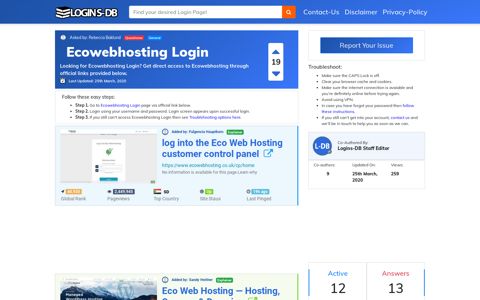 Ecowebhosting Login - Logins-DB
