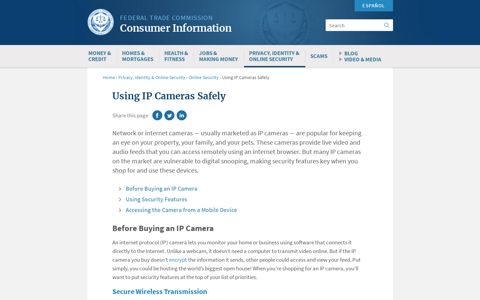 Using IP Cameras Safely | FTC Consumer Information