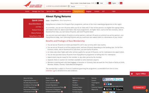 About Flying Returns - Air India