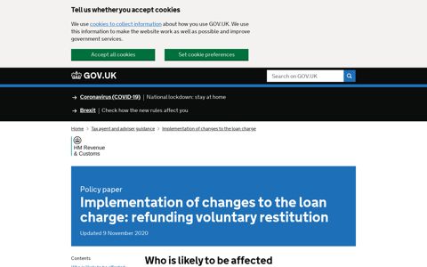 Implementation of changes to the loan charge: refunding ...