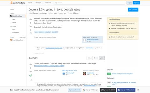 Joomla 3.3 crypting in java, get salt value - Stack Overflow