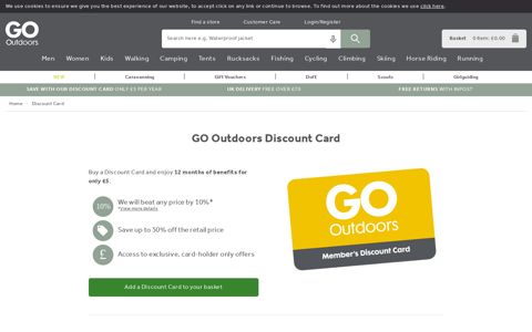 GO Outdoors Discount Card Info & Checker