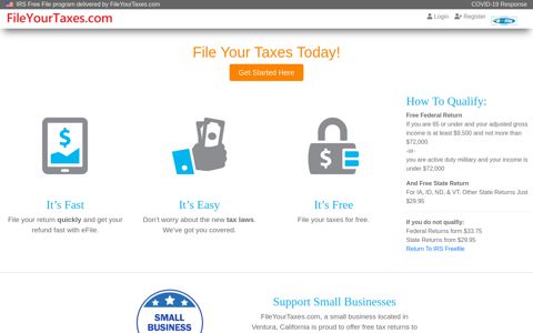 FileYourTaxes.com IRS Free File Page