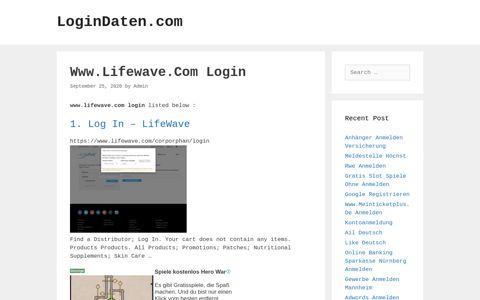 Www.Lifewave.Com - Log In - Lifewave - LoginDaten.com