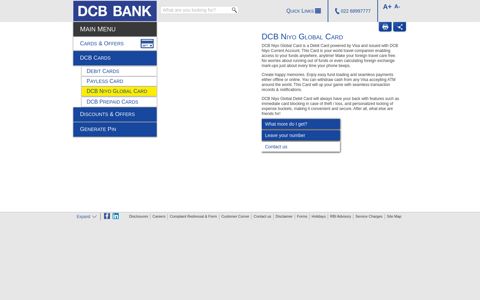 DCB Niyo Global Card - DCB Bank
