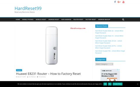 Huawei E8231 Router - How to Factory Reset - HardReset99
