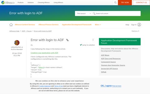 Solved: Error with login to ADF - Alfresco Hub