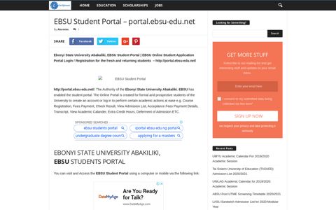 EBSU Student Portal - portal.ebsu-edu.net - Eduinformant