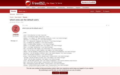 which ones are the default users | The FreeBSD Forums