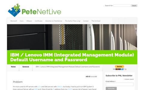 IBM / Lenovo IMM (Integrated Management Module) Default ...