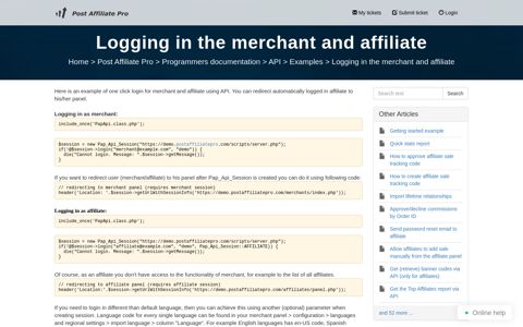 Logging in the merchant and affiliate - Post Affiliate Pro ...