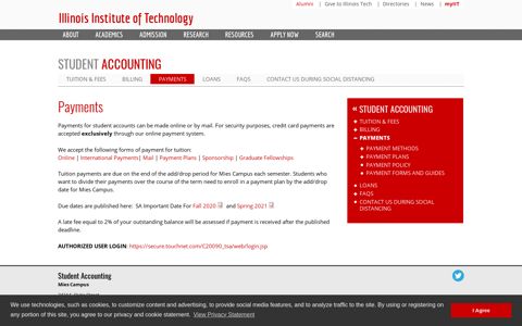 Payments | Student Accounting | Illinois Institute of Technology
