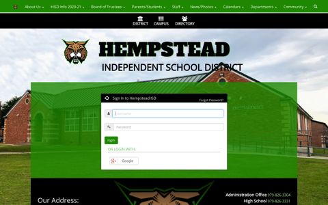 Site Administration Login - Hempstead ISD