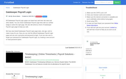 Gatekeeper Payroll Login Page - portal-god.com