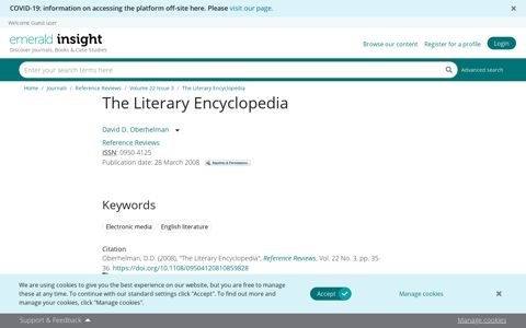 The Literary Encyclopedia | Emerald Insight