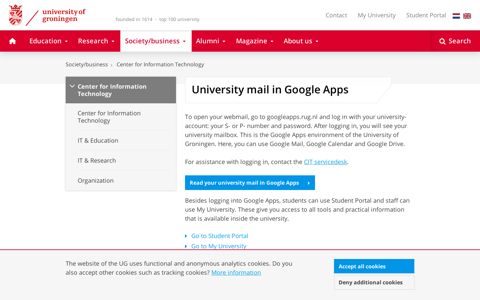 University mail in Google Apps | University of Groningen - Rug