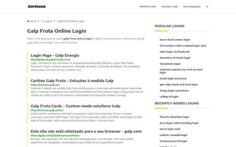 Galp Frota Online Login ❤️ One Click Access - iLoveLogin
