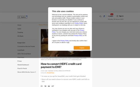 How to convert HDFC credit card payment to EMI? - Mint