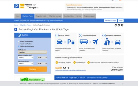 Parken Flughafen Frankfurt » Ab 29 €/8 Tage