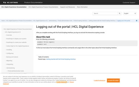 Logging out of the portal | HCL Digital Experience