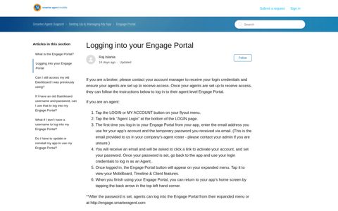 Logging into your Engage Portal – Smarter Agent Support