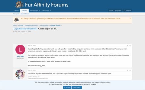 Login/Password Problems: - Can't log in at all. | Fur Affinity ...