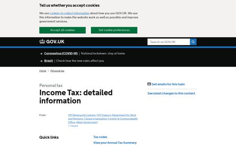 Personal tax: Income Tax - detailed information - GOV.UK