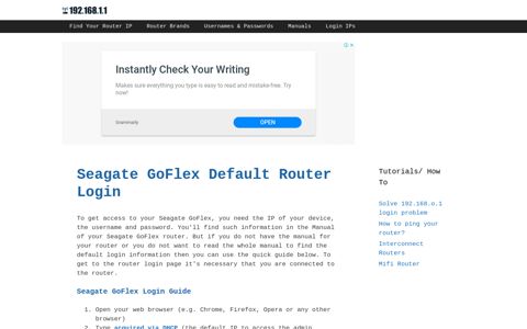 Seagate GoFlex - Default login IP, default username & password
