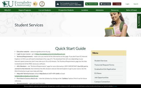 Quick Start Guide - Student Services - Everglades University