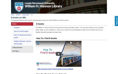 Home - E-books at LMU - LibGuides at Loyola Marymount ...