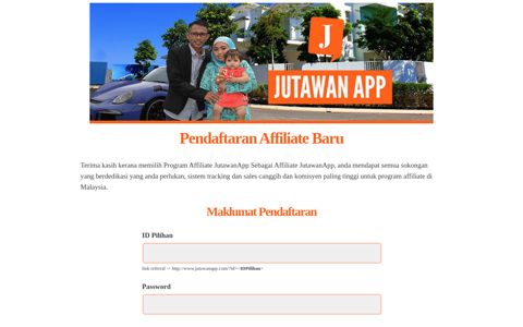 Pendaftaran Affiliate - Jutawan App