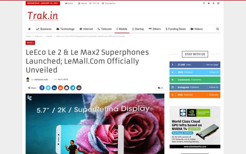 LeEco Le 2 & Le Max2 Superphones Launched; LeMall.com ...