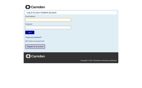 Login - Residents Portal - Camden Council