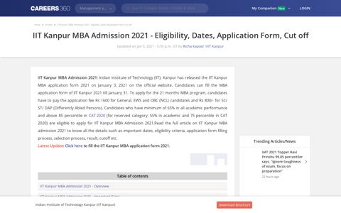 IIT Kanpur MBA Admission 2020 - Last Date Extended to May 11