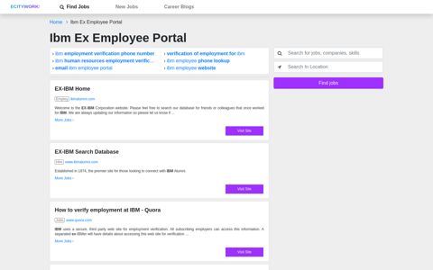 Ibm Ex Employee Portal, Jobs EcityWorks