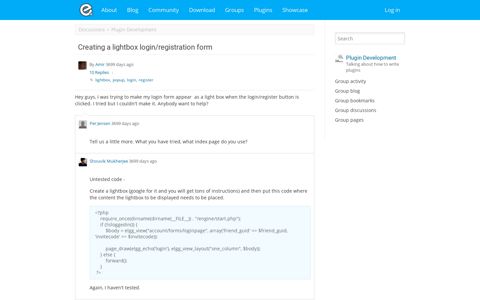 Creating a lightbox login/registration form : Elgg.org