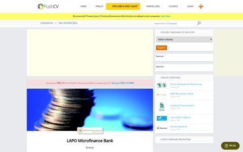 Send your CV to LAPO Microfinance Bank | PushCV