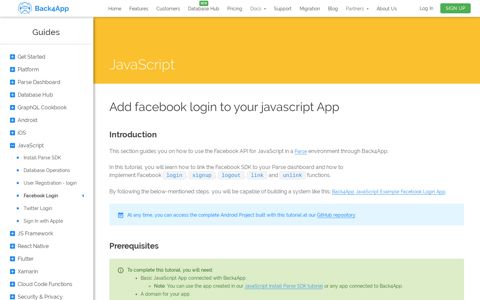 Add facebook login to your javascript App | Back4app Guides