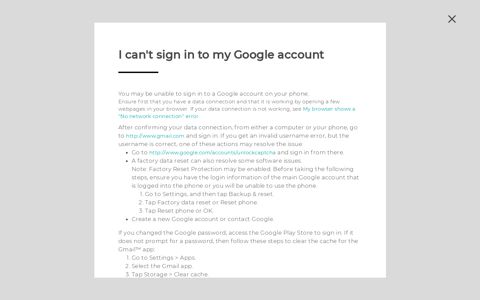 I can't sign in to my Google account - HTC.com