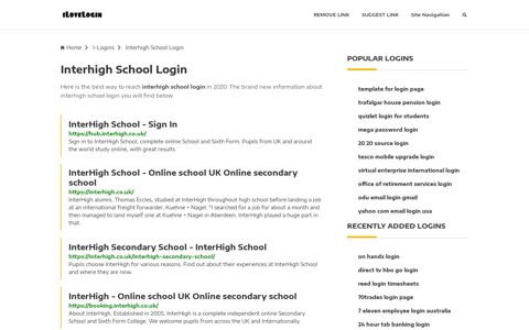 Interhigh School Login ❤️ One Click Access - iLoveLogin