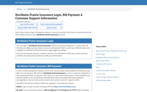 Hochheim Prairie Insurance Login, Bill Payment & Customer ...