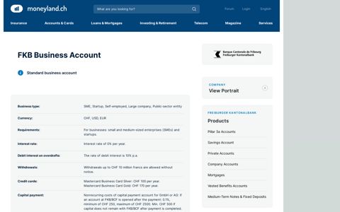 FKB Business Account - moneyland.ch